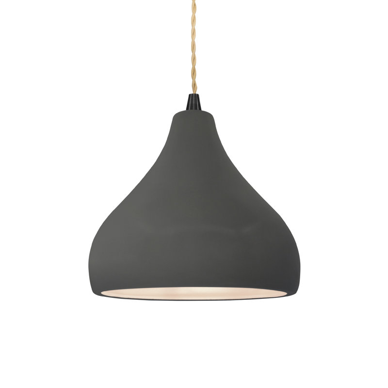 Luminaire suspendu à 1 lumière Meydan - DEL, H 7,25 po x l 8 po x P 8 po, Gris brillant, Noir mat