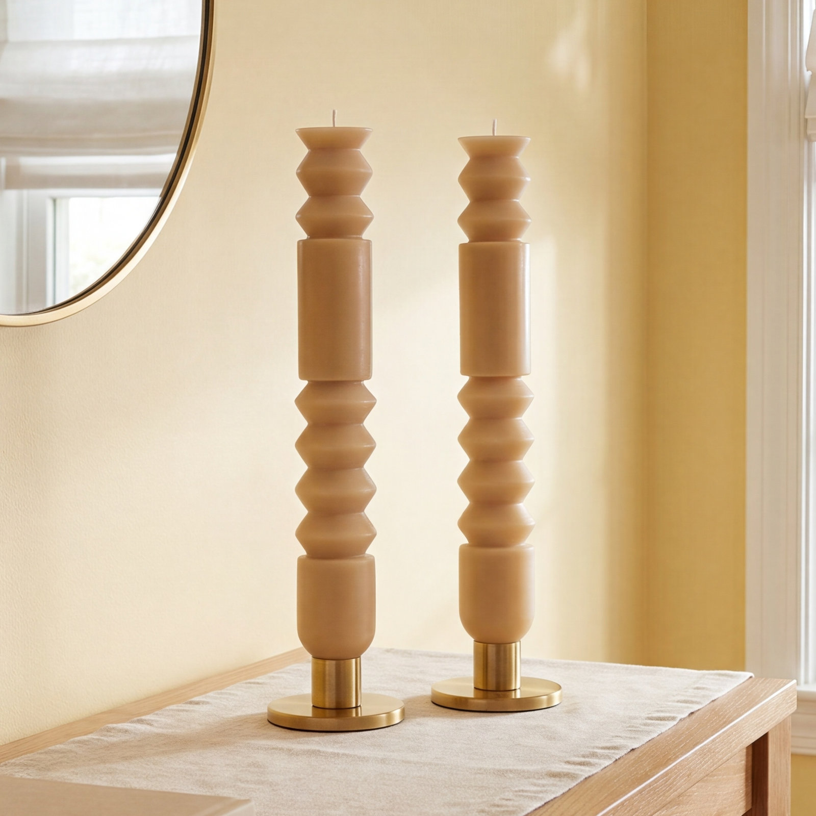 Unscented Taper Candle Set, Cream