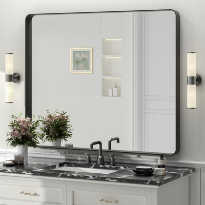 Molly Tempered Glass and Metal Framed French Cleat Mounted Wall Bathroom / Vanity Mirror