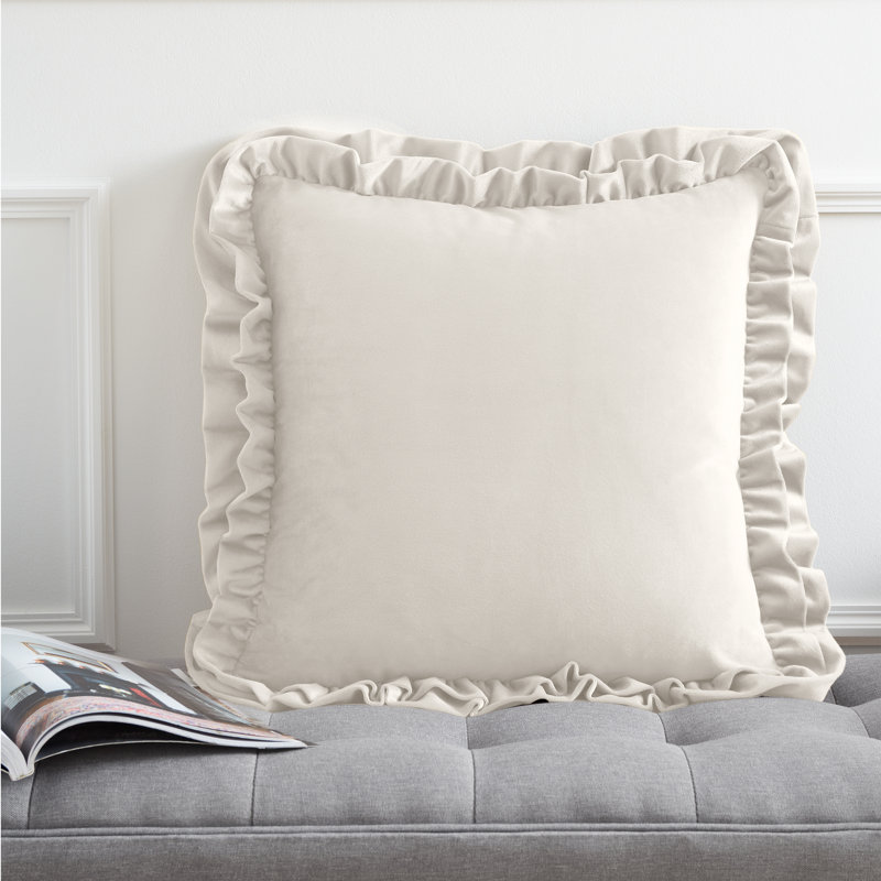 So Soft Touch Double Frill Cushion Cover, Cream