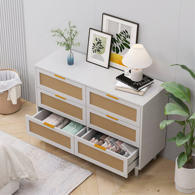 Drawers Rattan Storage Cabinet Rattan Drawer,For Bedroom,Living Room, 29.53" H x 15.75" W x 43.31" D