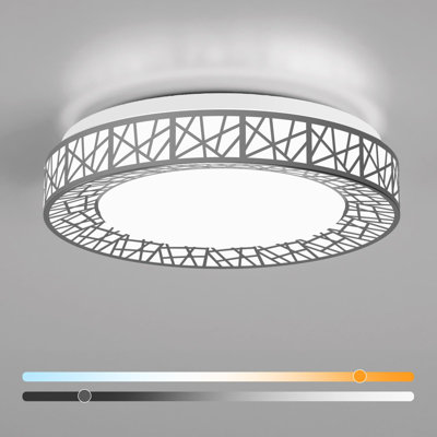 Plafonnier encastré 16 pouces, luminaire DEL moderne en nickel brossé, 28W 2800LM 2700-6500K, plafonniers réglables pour chambre à coucher, cuisine, couloir, salle de bain, ETL