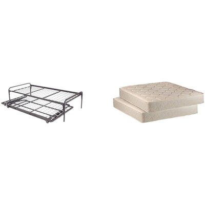 Napavine Twin Size Metal Day Bed (daybed) Frame & Pop Up Trundle With Great Firm Mattresses Included Package Deal! -  Alwyn Home, 9444C56465664424B72FFECD0FD71111