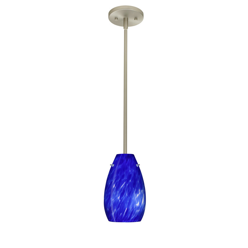 Drasner 1 - Light Single Pendant, Satin Nickel, Blue Cloud, LED
