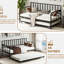 Lit de jour simple avec lit gigogne, structure de lit en métal pour chambre d'amis, peu encombrant, éléments classiques de style moderne, support robuste, rangement inférieur, assemblage facile, construction facile
