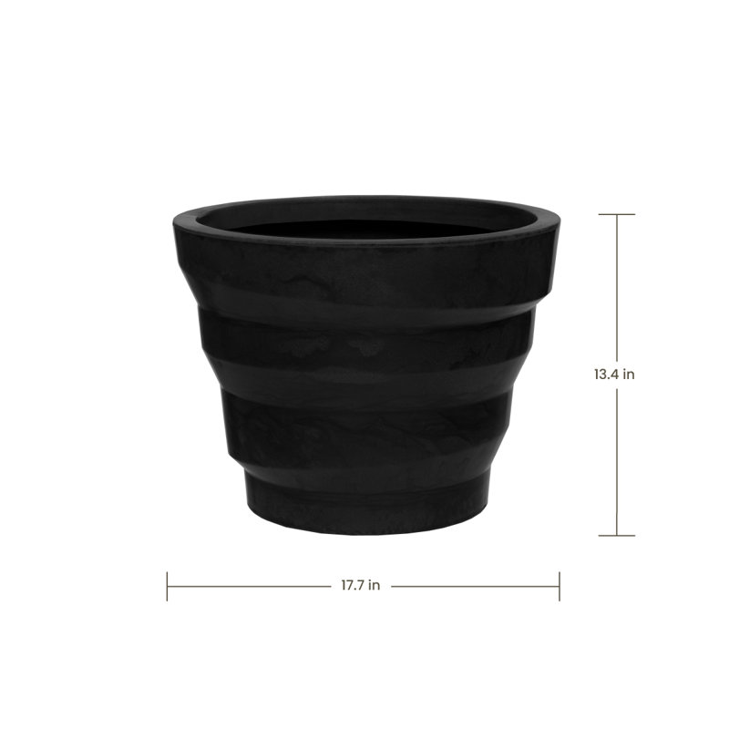 Pot à fleurs rond Kaofen ECOBO EcoFriendly, H 13,4 po x l 17,7 po x P 17,7 po, Gris foncé