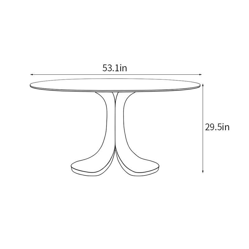 High-end simple round dining table, 29.5" H x 53.1" L x 53.1"W