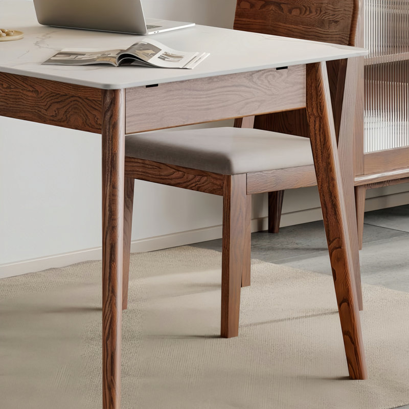 Modern Rock Slab Solid Wood Extendable Dining Table