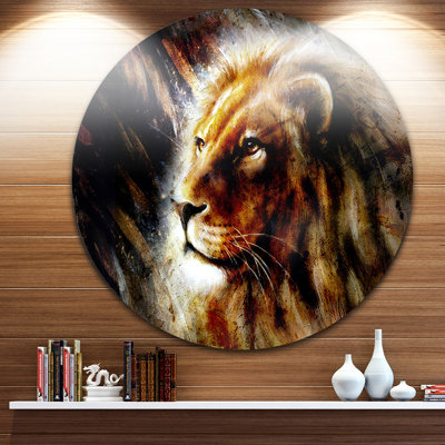 Animal Majestically Peaceful Lion - Painting Print