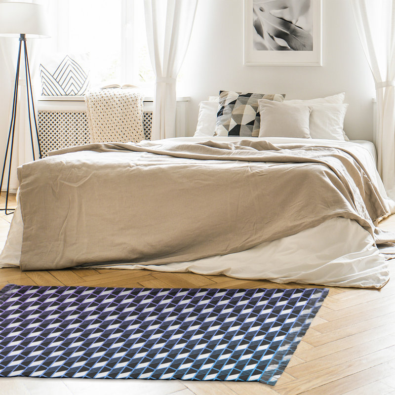 Tapis noir à rayures géométriques dégradé Mcguigan, Oui