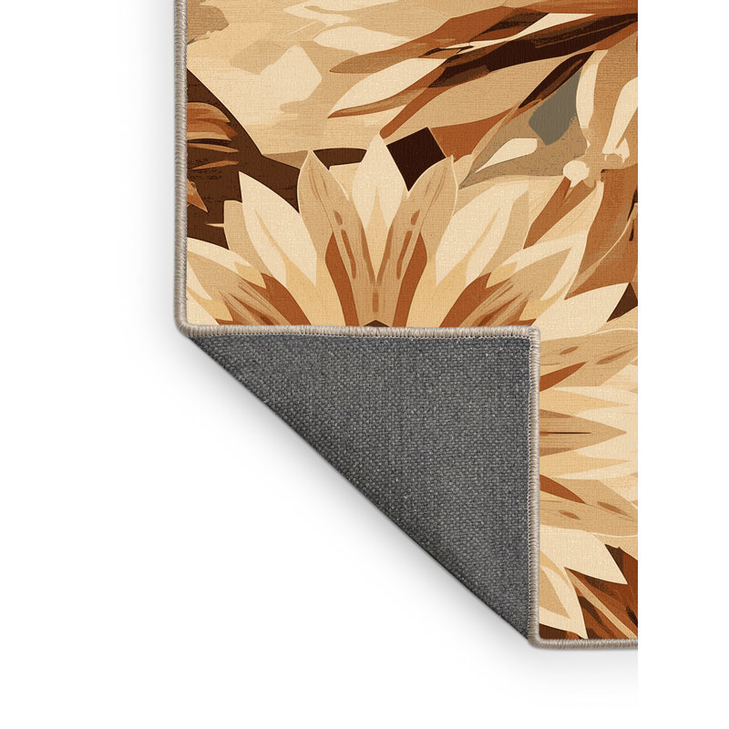 Tapis brun / beige à motif géométrique moelleux et doux, Carré 5 pi