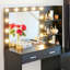 Bureau de coiffeuse avec miroir et lumières, coiffeuse avec 2 tiroirs, 3 modes d'éclairage à luminosité réglable, convient à la chambre à coucher
