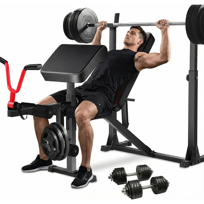 All-In-1 Professional Weight Bench Set - 900 LBS Capacity Complete Home Gym System