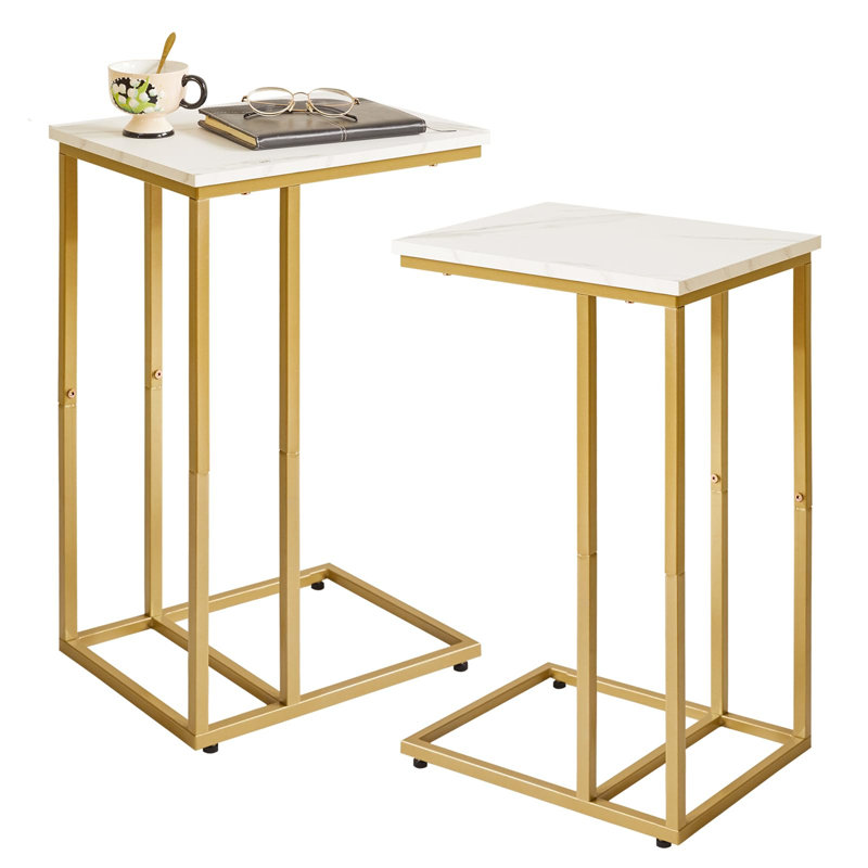 End Table, White, Gold