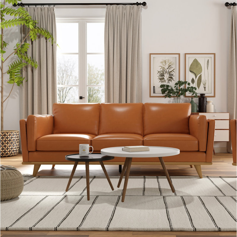 Gabon Mid Century Modern Leather Sofa