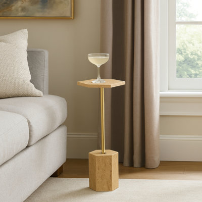 Transitional Handmade Solid Marble Martini Drink Table