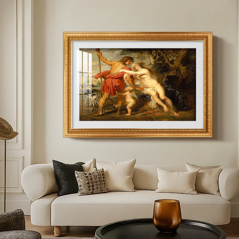 Vénus et Adonis, v. 1635 - Peter Paul Rubens - Toile encadrée sur mesure, Oui, Or vénitien orné, 25 x 35