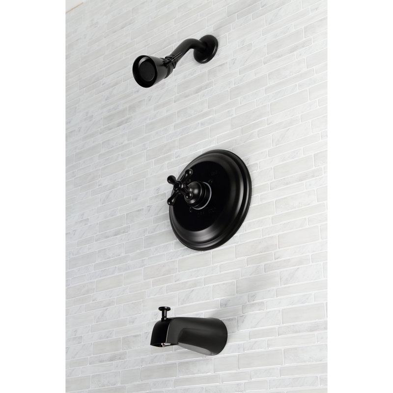 Kingston Brass Restoration Single-Handle Pressure Balanced Tub and Shower Faucet, Matte Black