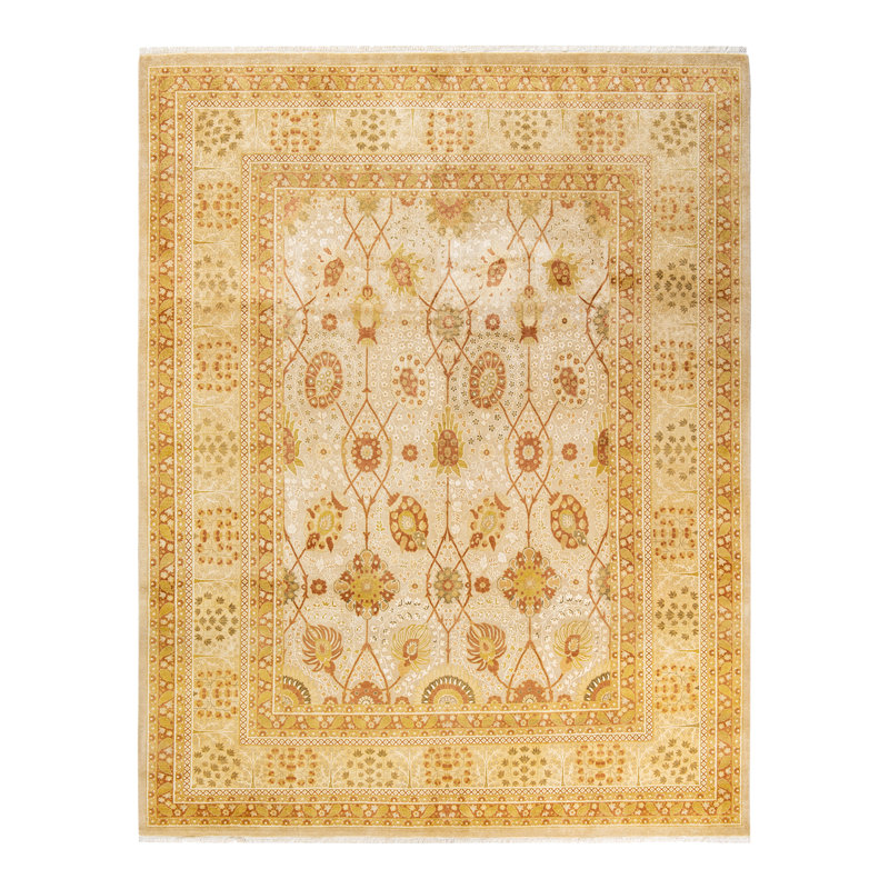 Tapis unique noué à la main Keenan - sable, 8 pi 4 po x 10 pi 6 po
