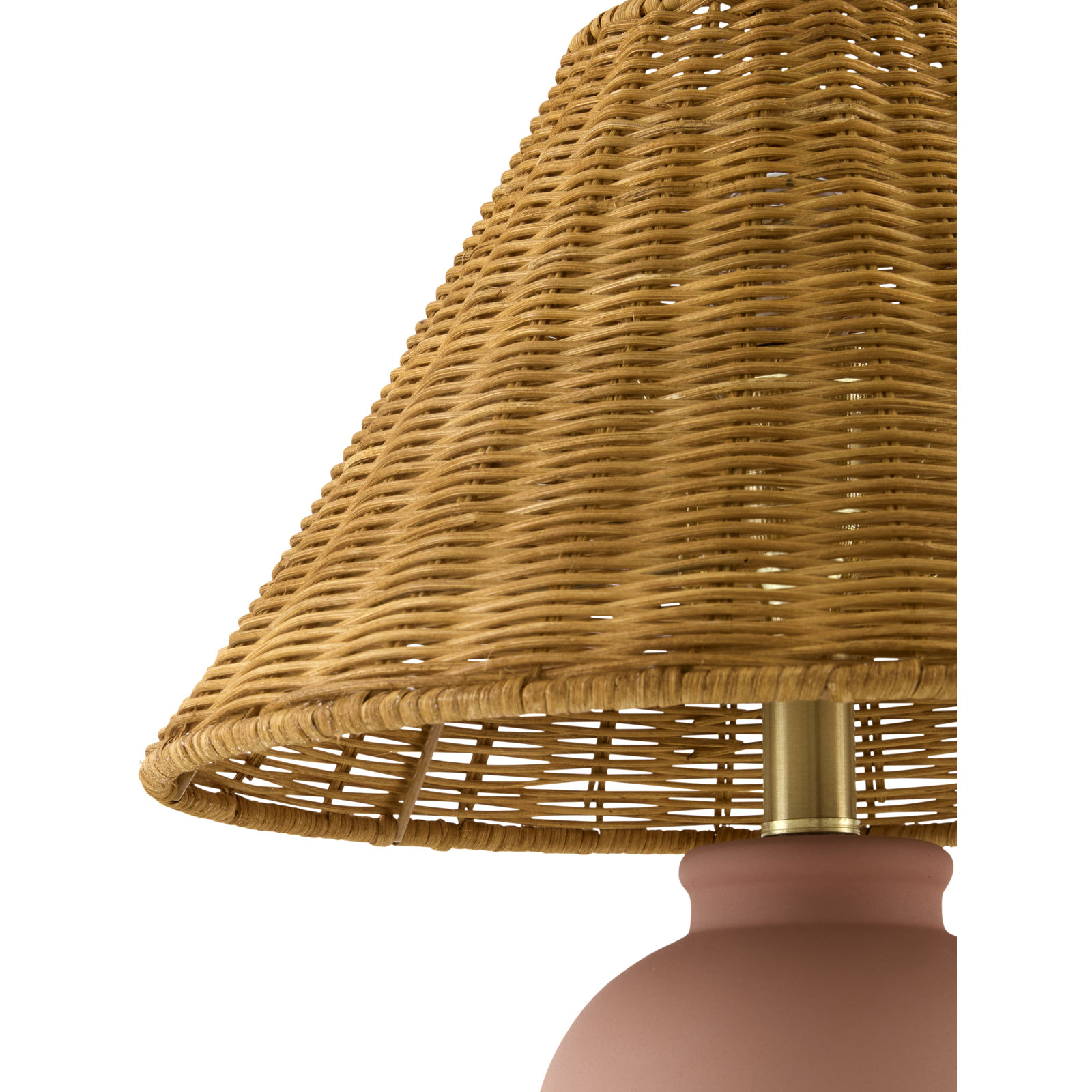 Chemise Ceramic Table Lamp, Terracotta, Wicker, Brown