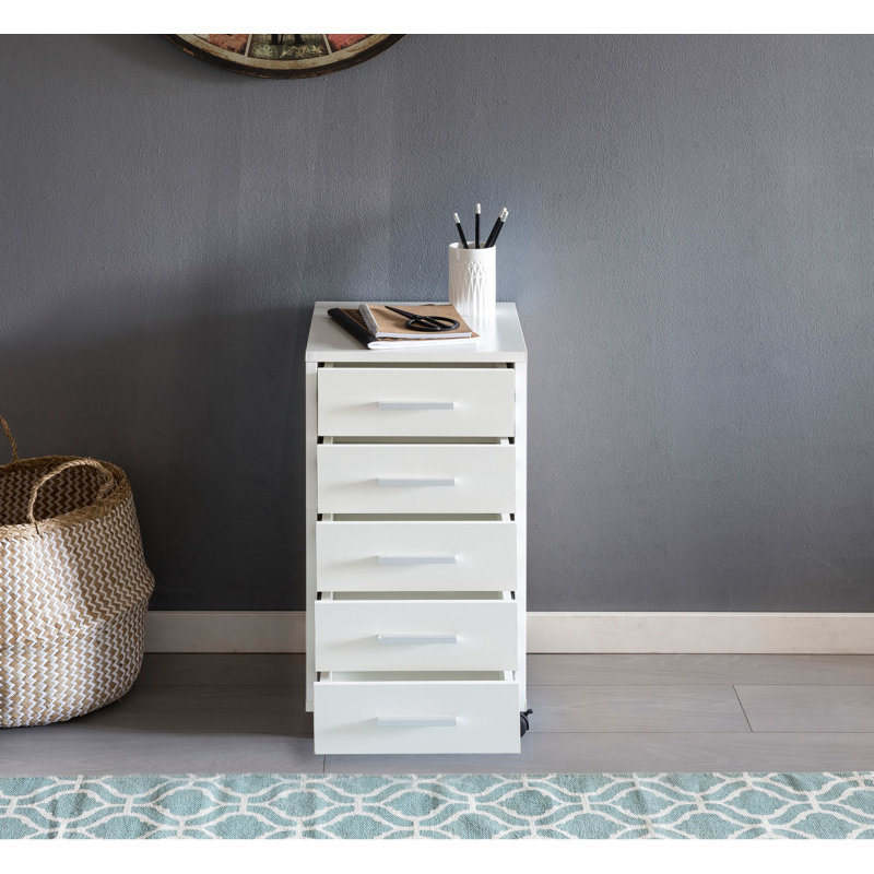 Seaview 33cm Wide 5 -Drawer Mobile File Cabinet, White