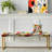 Red Poupart Lichtenstein's Lines Matrix - Abstract Upholstered Gold Bench
