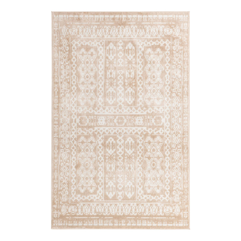 Tapis oriental beige / ivoire Bradbury, Rectangle 5 pi 3 po x 8 pi