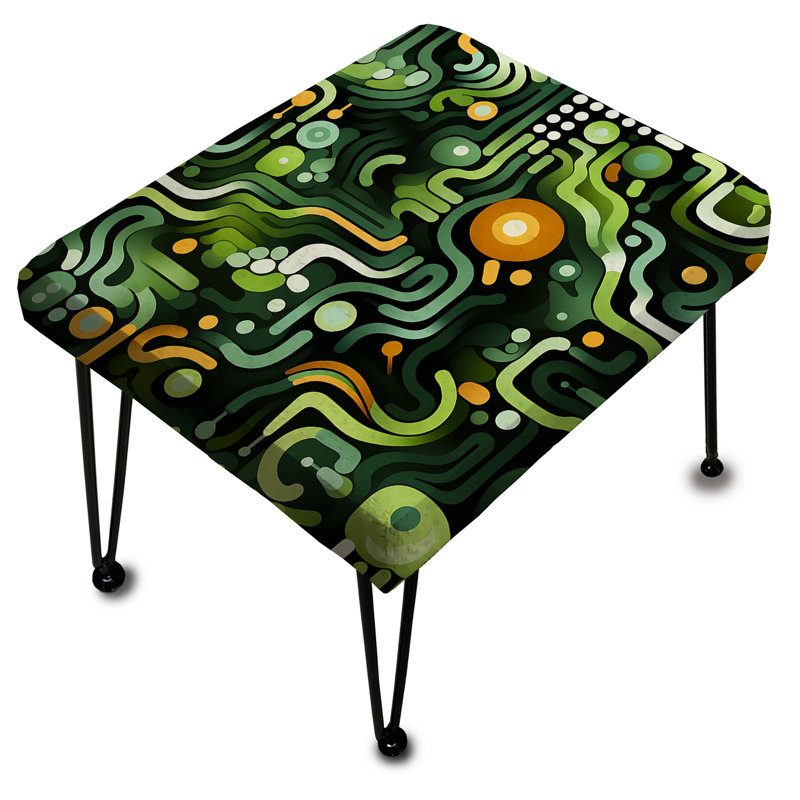Repose-pieds rectangulaire vert et jaune