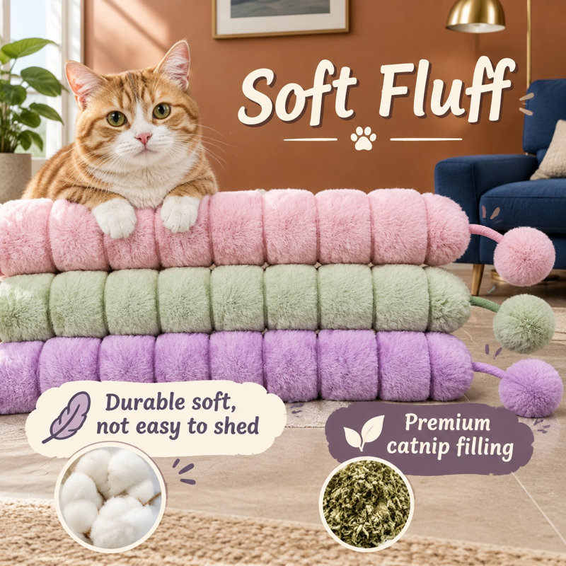 Ensemble de 3 coussins à chat extra-longs de 37 cm (14,6 pouces) pour que les chats et chatons d'intérieur puissent jouer à la chatouille.