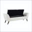 Banc de rangement moderne de 60 po avec pieds en bois Mid-Century et tissu Teddy - crème