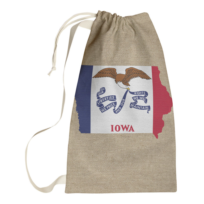 Sac à linge united states flag, Petit H 64 po x l 20 po x P 1,5 po, Iowa, Beige bleu blanc rouge