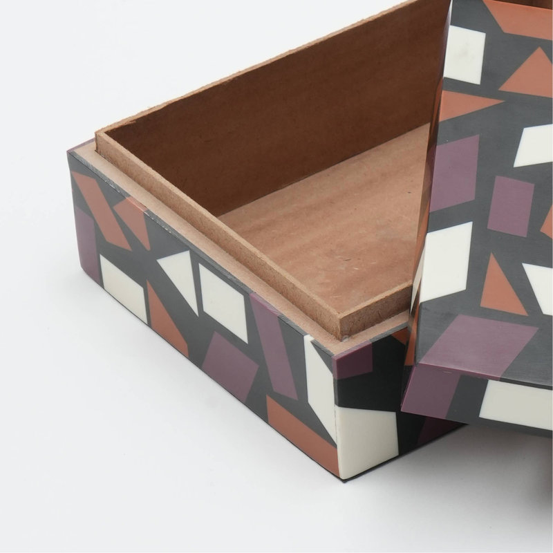 Boîte en résine à motif géométrique - ensemble de 2