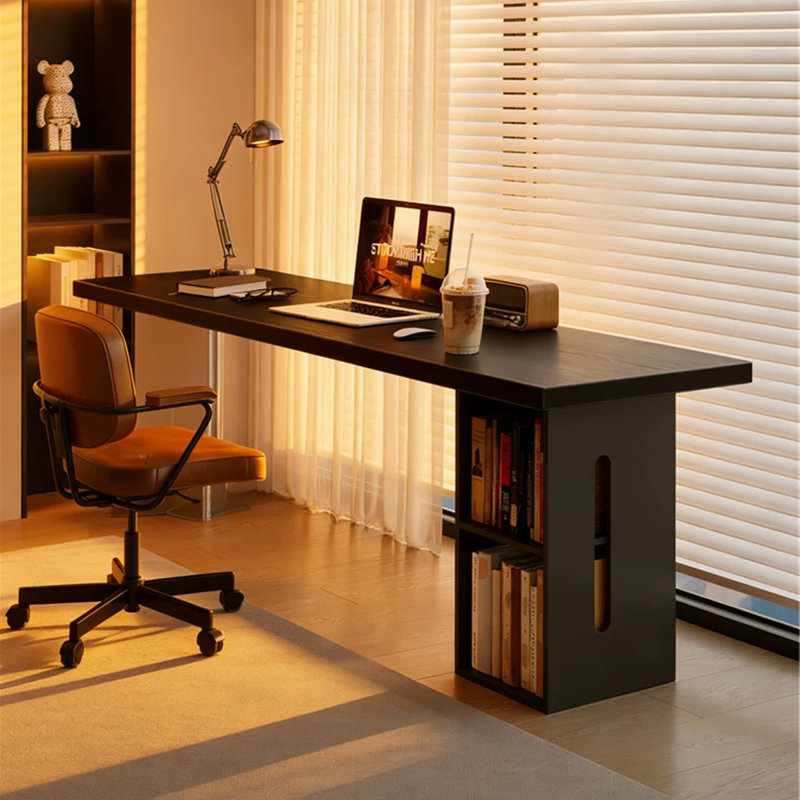 Bureau rectangulaire en bois massif noir, H 29,53 po x l 62,99 po x P 23,62 po, Retour à droite