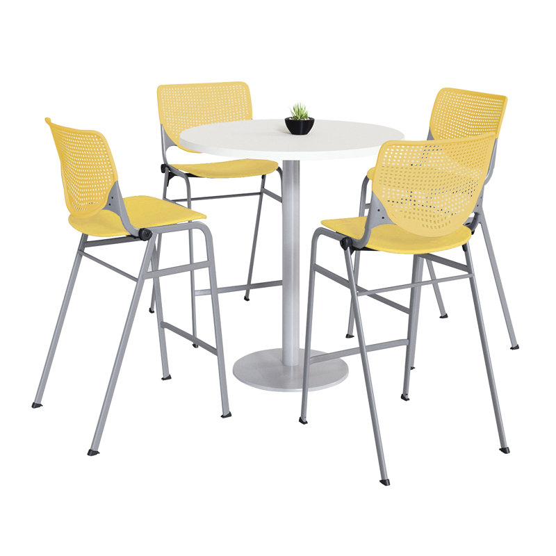 Mode - KOOL Ensembles de table ronde et de chaises pour salle de pause, H 41 po x L 36 po x l 36 po, Vert citron, Blanc