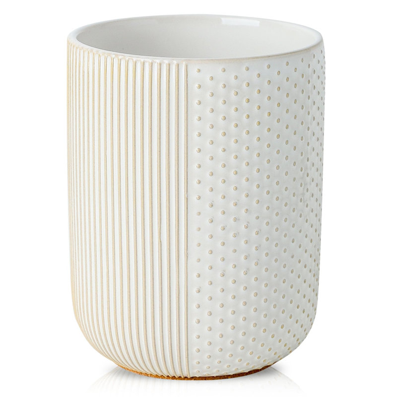 Porte-ustensiles de cuisine pour comptoir, porte-ustensiles en céramique avec tapis de liège, pots à ustensiles, porte-ustensiles de cuisine, porte-ustensiles de cuisine, blanc