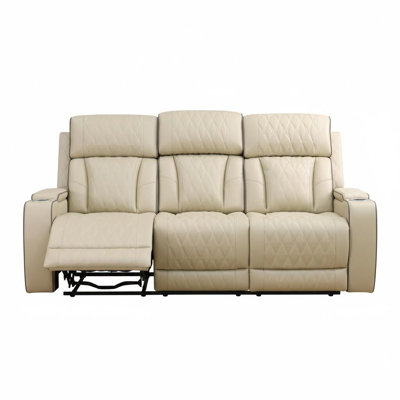 Canapé inclinable électrique en cuir Beige Breathing