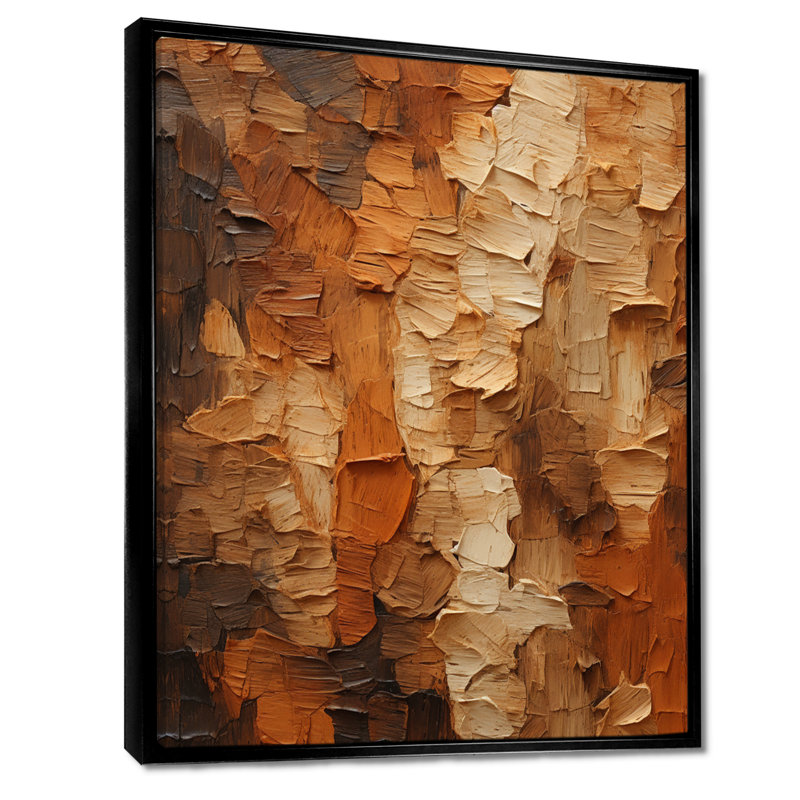 «Brown Tree Bark Essence 2», reproduction sur toile encadrée, Cadre flottant noir, H 32 po x l 24 po x P 1 po