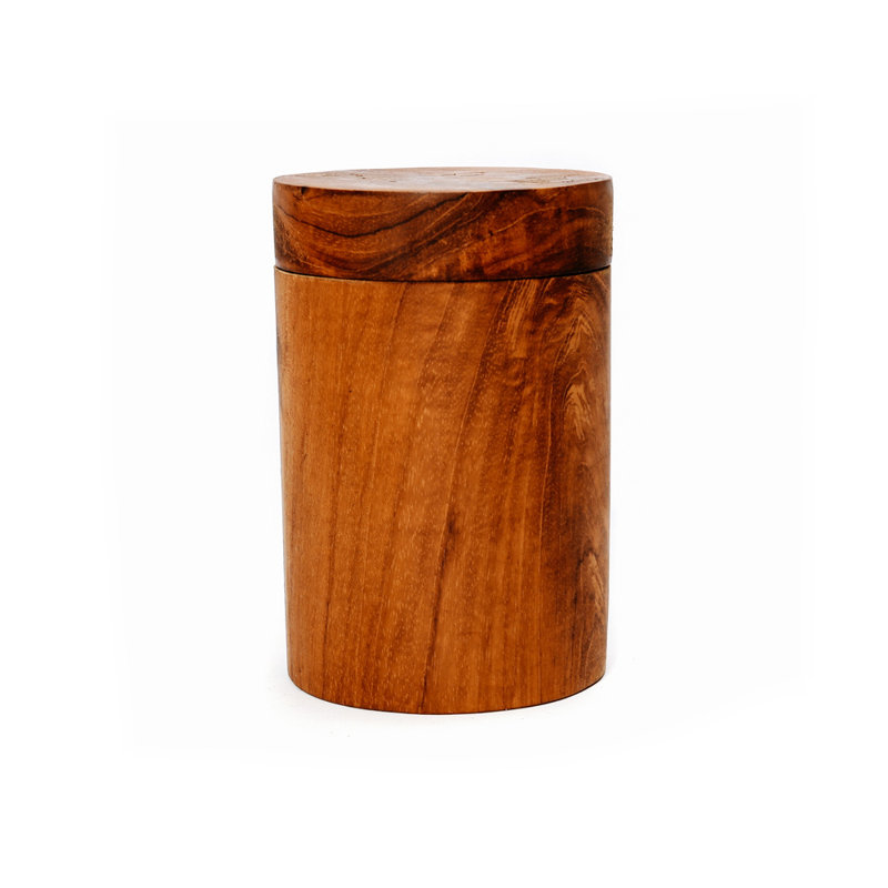 Wood Jar, 12cm H x 8cm W x 12cm D