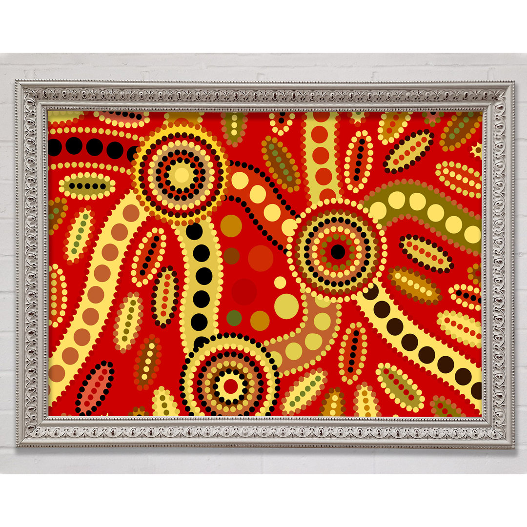 Gerahmter Kunstdruck Aboriginal Red Tribal