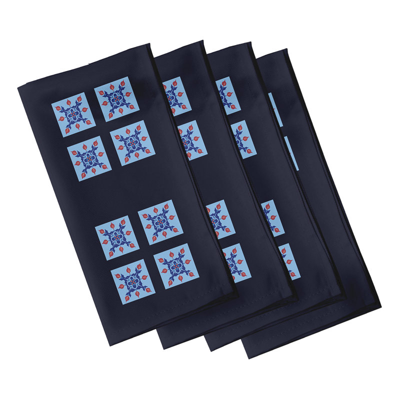 Ensemble de serviettes 4 pièces Shivansh, L 18 po x L 18 po, Bleu marine / bleu