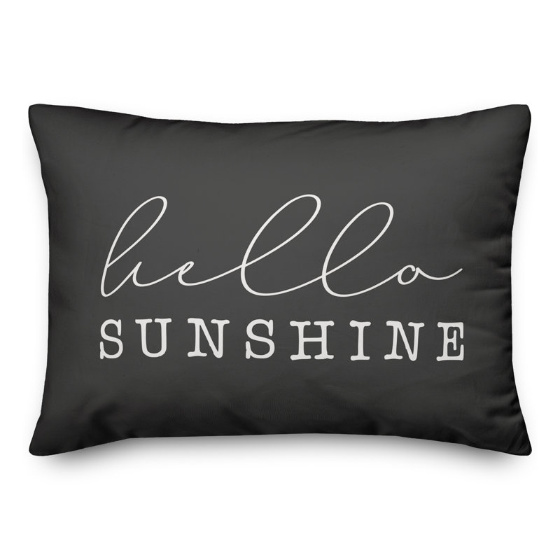 Hello Sunshine Outdoor Rectangular Pillow Cover & Insert, Charcoal