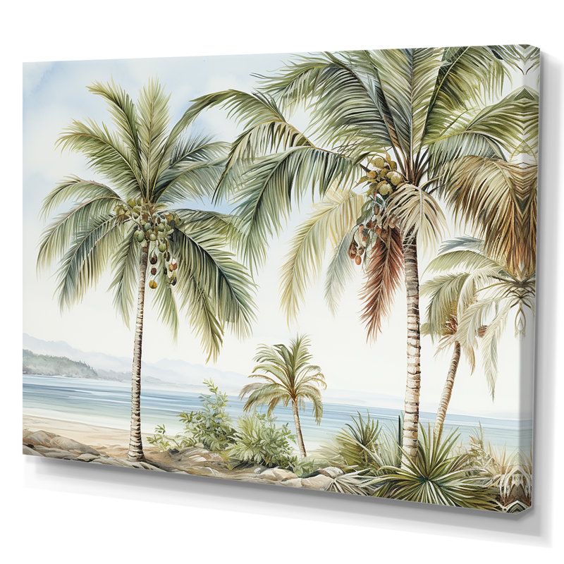 Palms Palm Trees On The Beach V On Canvas Print, 34" H x 44" W x 1.5" D, Wrapped Canvas