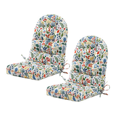 Coussin de chaise d'extérieur Adirondack pour meubles de patio, siège épais capitonné et dossier rond à haut dossier, 21 po x 4 po, floral