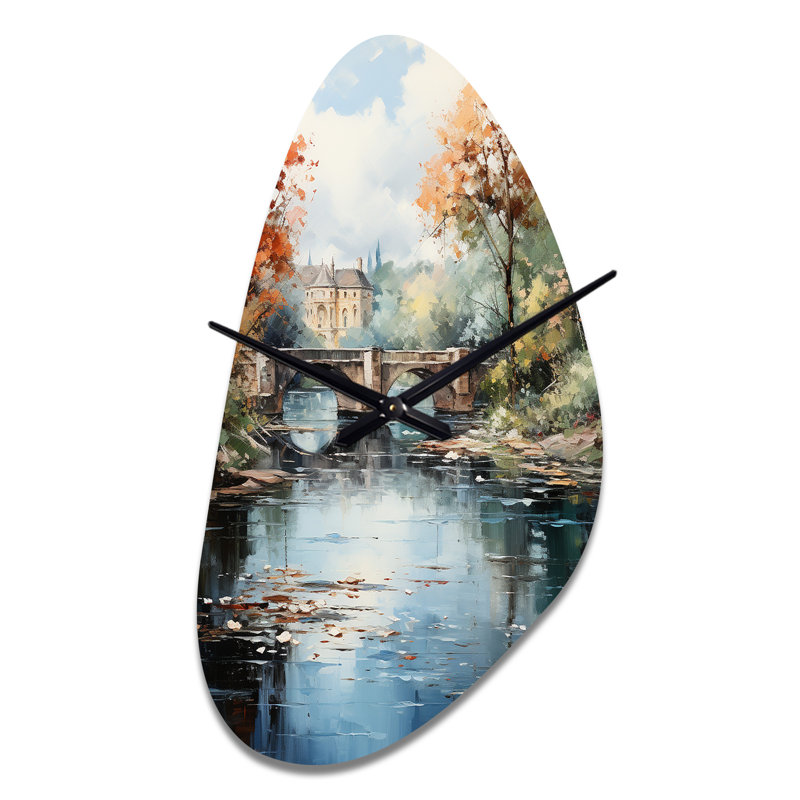 Horloge impressionnante en métal Beige Bridge, Grand