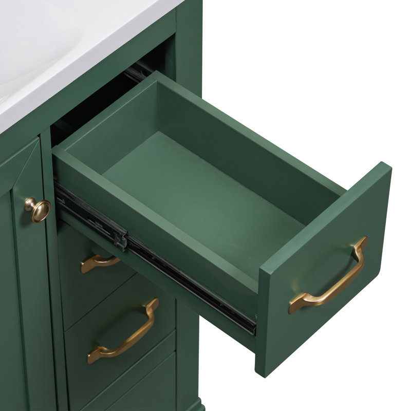 Meuble-lavabo 36 po sans lavabo, Vert, Doré