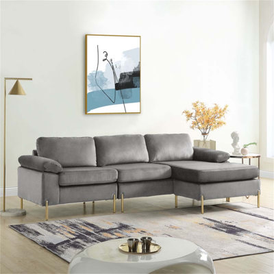 Shannon Velvet Sectional Sofa With Chaise