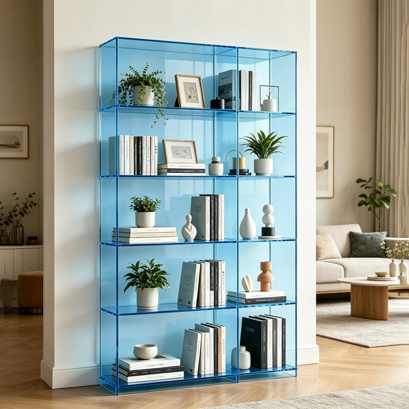 Bibliothèque transparente en acrylique, Light Blue