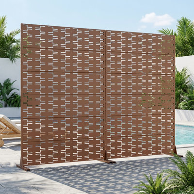 Privacy Metal Screen Fence Panel Set of 2