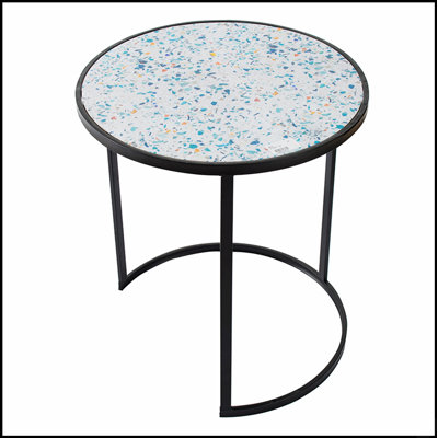 Set of 2 Round Stacking End Tables with Sturdy Metal Frame, Perfect for Small Spaces and Modern Interiors