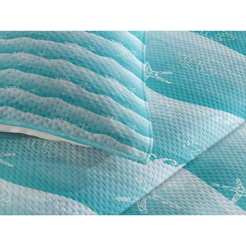 Coastal Polyester Coverlet, King Bedspread + 2 Shams